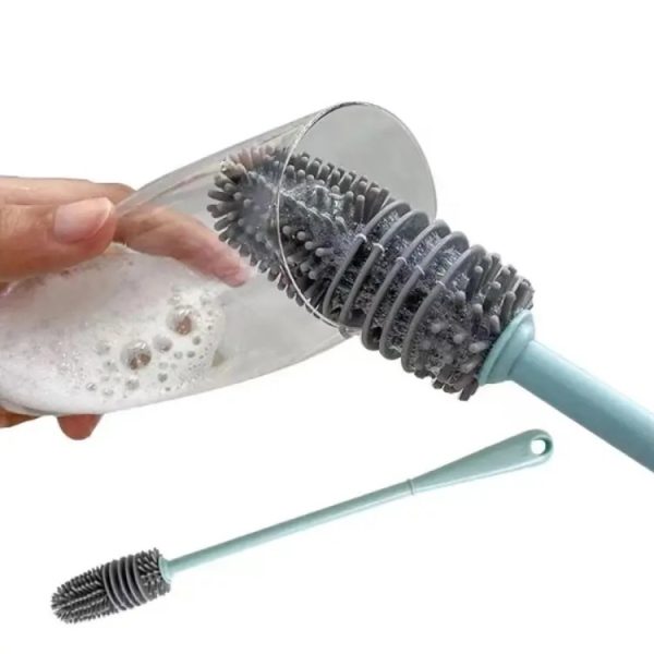 1 Pcs Silicone Feeder Bottle Brush Glass Brush Cup Brushes Long Handle | Silicone Bottle Cleaning Brush With Long Handler (random Color)