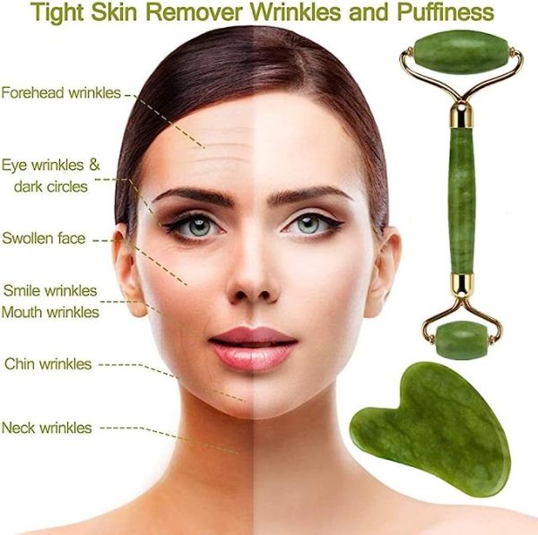 Flawless Jade Roller 2 In 1 Jade Roller & Gua Sha Set